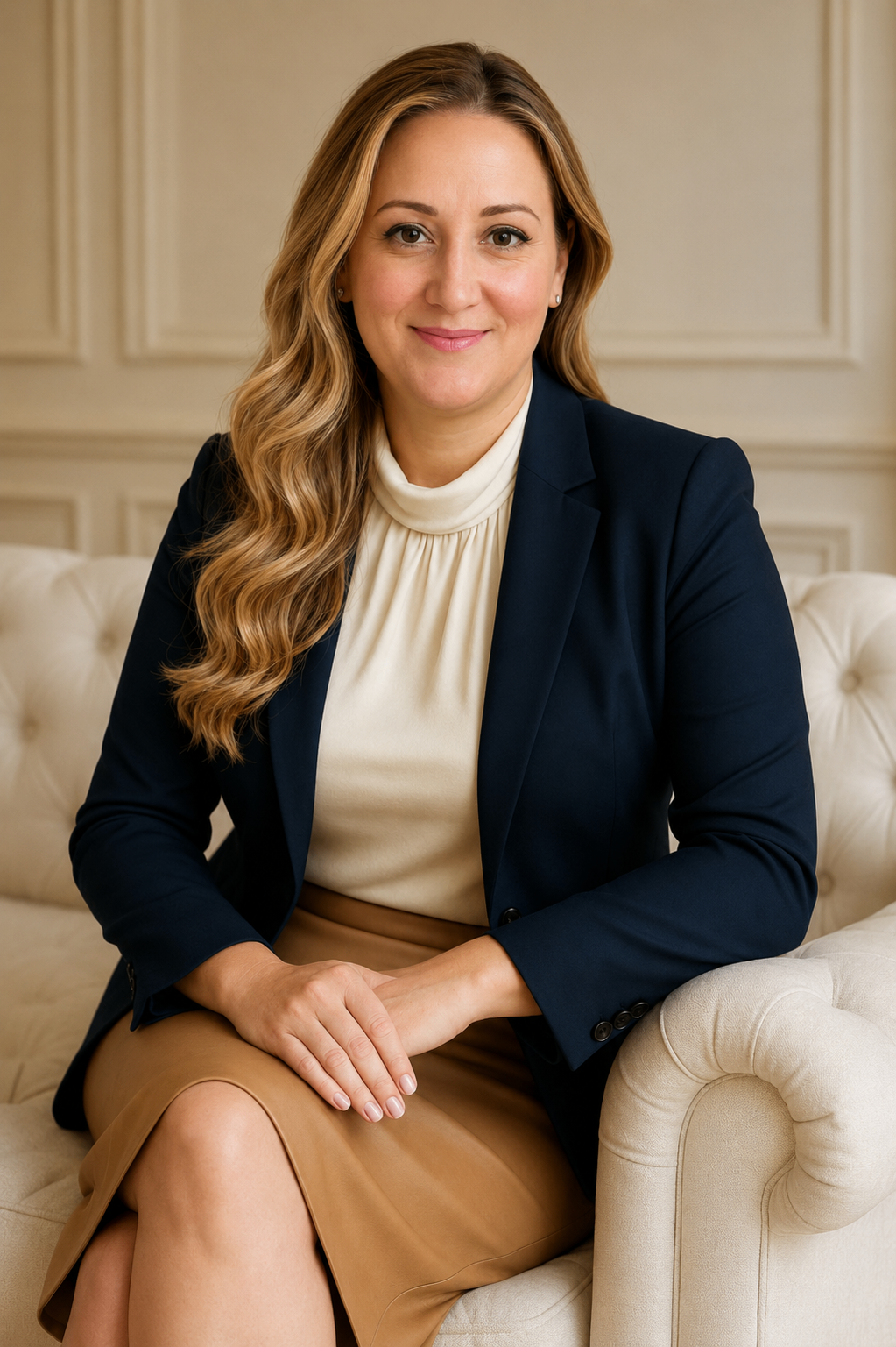 Nicole A. Reznic, Founder & CEO of Mark3t, seated in a Parisian salon